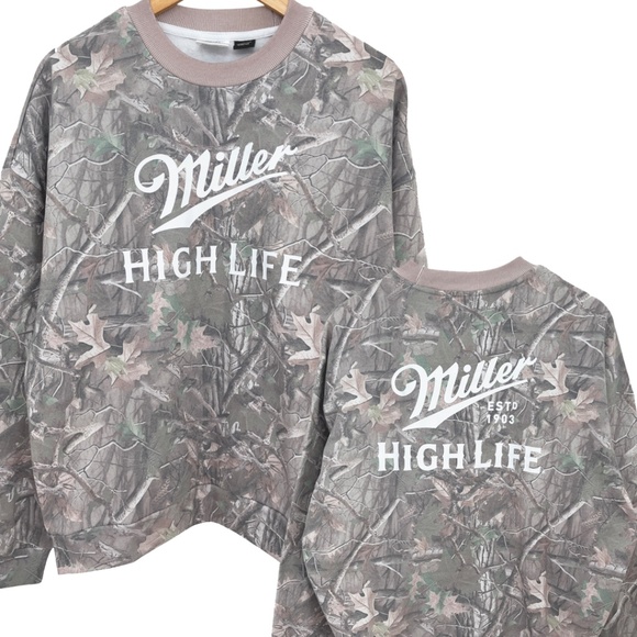 NWOT Miller High Life Tree Camo Sweatshirt Men’s Medium - Picture 1 of 8